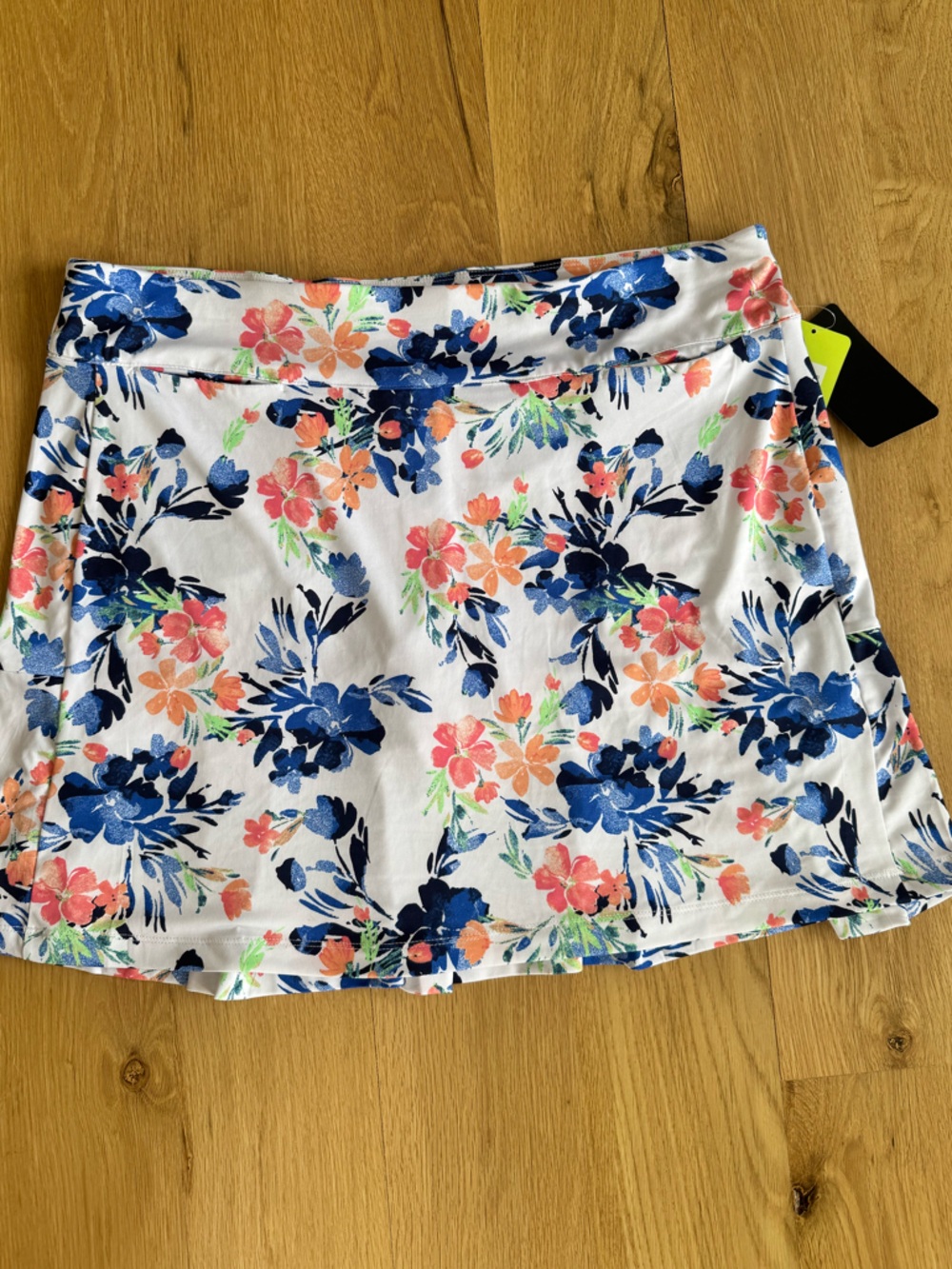 Floral Print Women’s Shorts - White with Navy & Coral Flowers